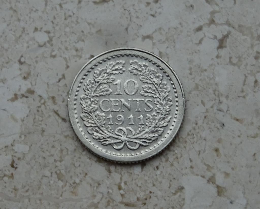 10 cent 1911 Pr., Postzegels en Munten, Munten | Nederland, Verzenden, Koningin Wilhelmina, 10 cent, Zilver