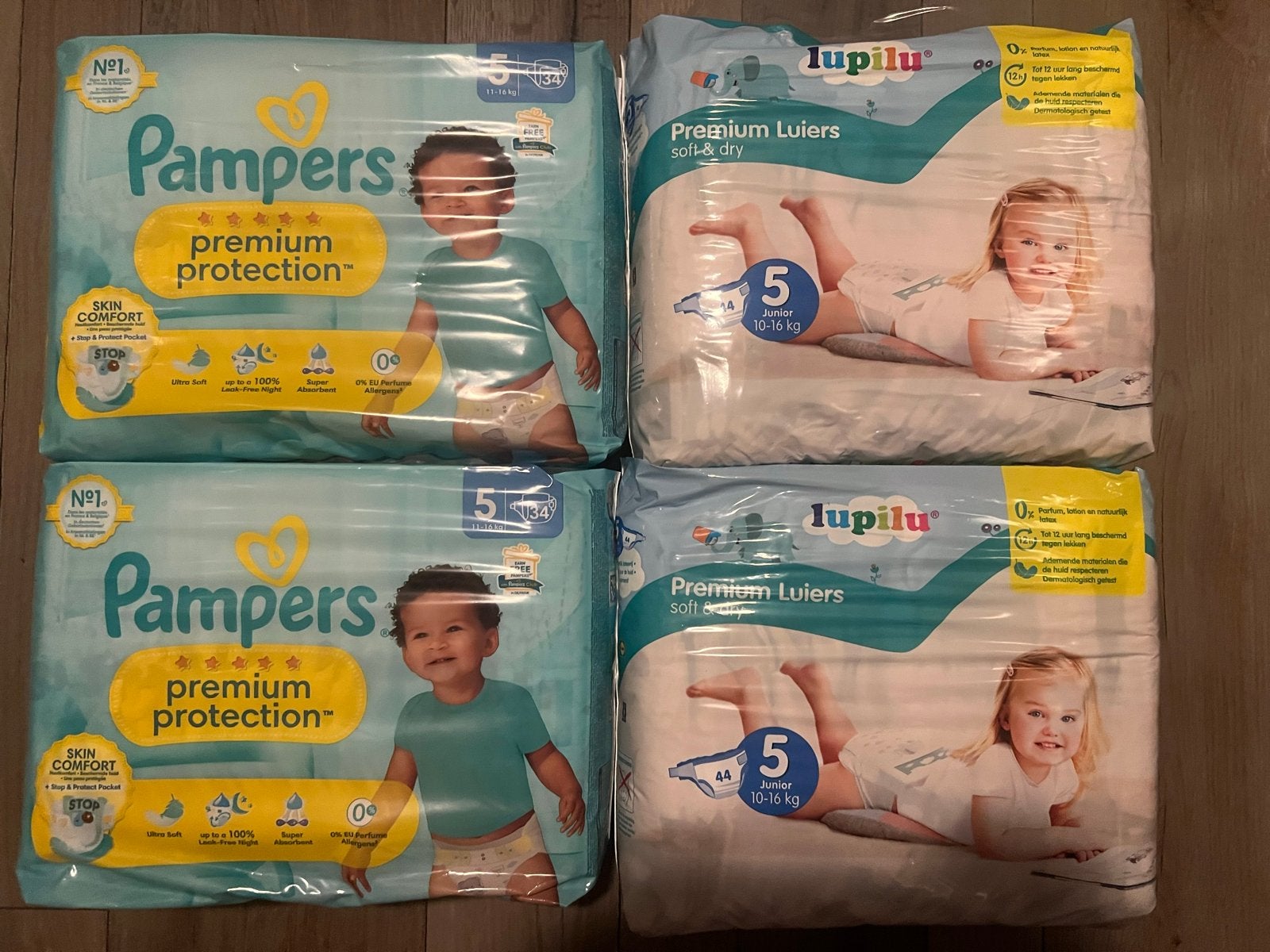 2x Pampers Premium Protection & 2x Lupilu Luiers Maat 5, Ophalen, Nieuw