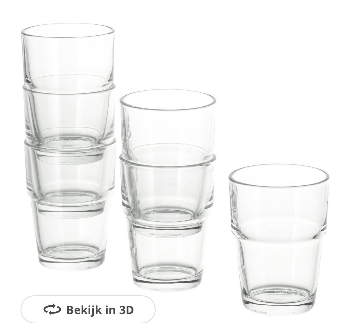 Glazen ikea Reko meer dan 100 stuks /21 diner, Ophalen, Zo goed als nieuw, Waterglas
