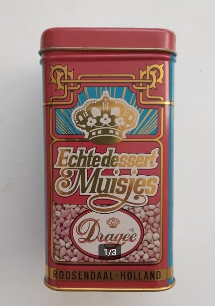 Roosendaal echte dessert muisjes dragee blik, Verzenden, Zo goed als nieuw, Overige