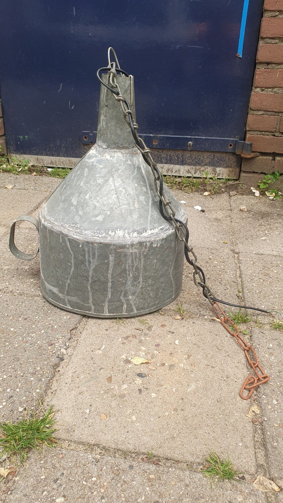 Vintage Zinken lamp van een melkbus, Ophalen of Verzenden