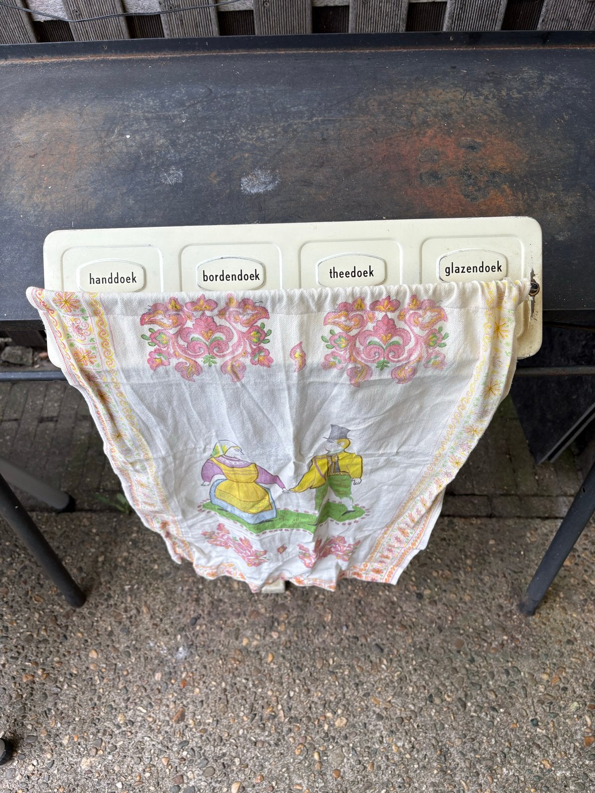 Vintage Keukenrekje met Handdoekhaken, Ophalen of Verzenden