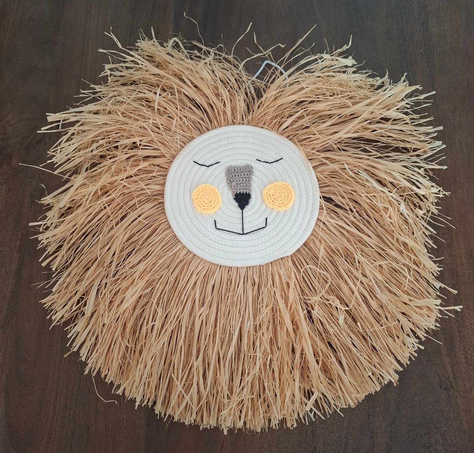 Leuke handgemaakte leeuw wanddecoratie voor kinderkamer, Meerkleurig, Nieuw, Ophalen of Verzenden, Natuurlijk materiaal