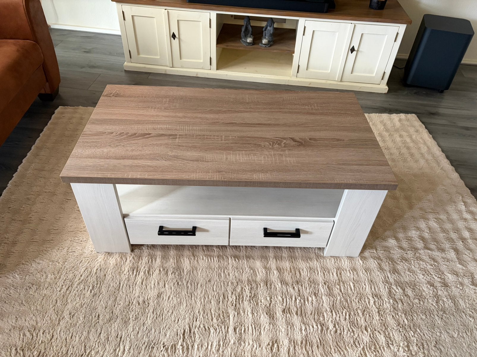 Mooie salontafel wit/ hout, Huis en Inrichting, Complete inboedels, Ophalen