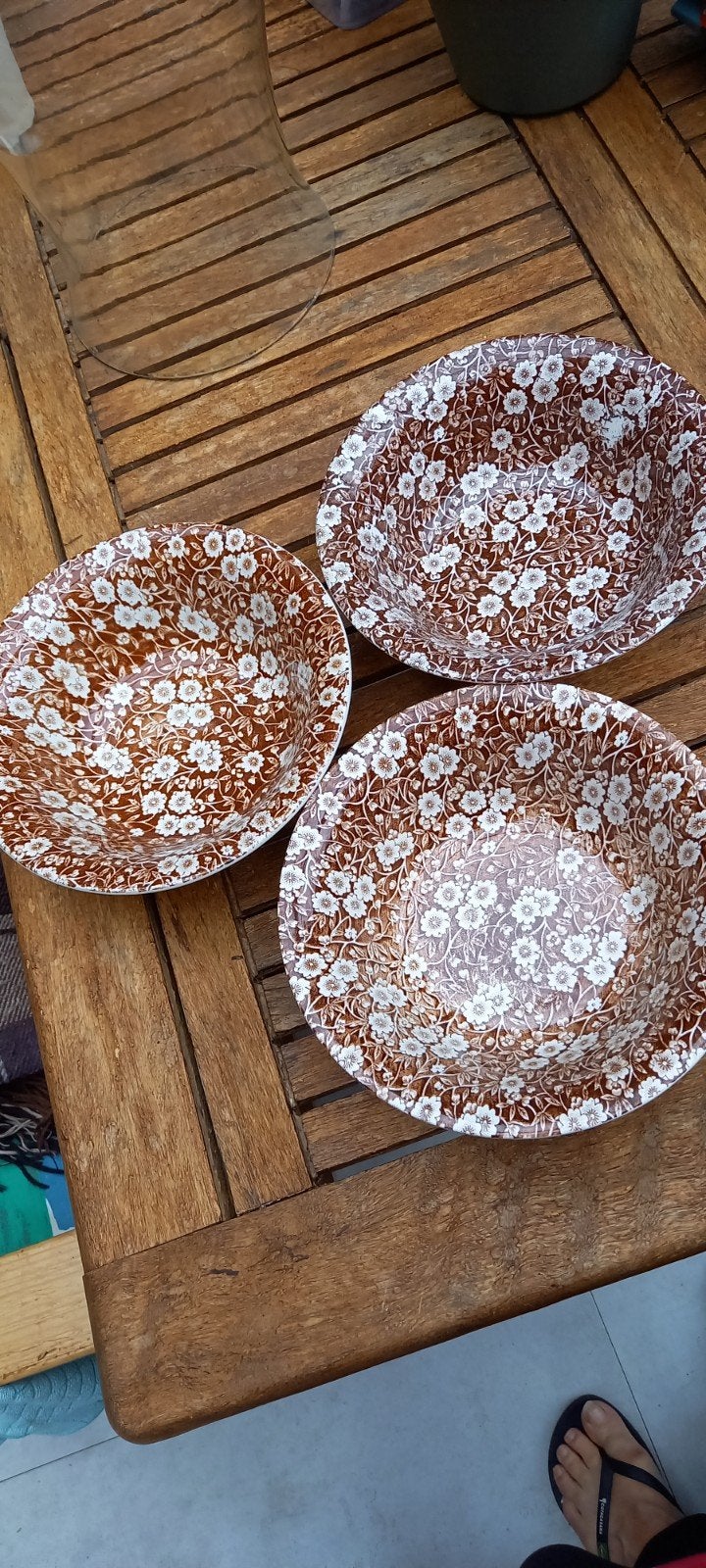 Set van 3 Calico Staffordshire borden met bloemmotief, Ophalen of Verzenden