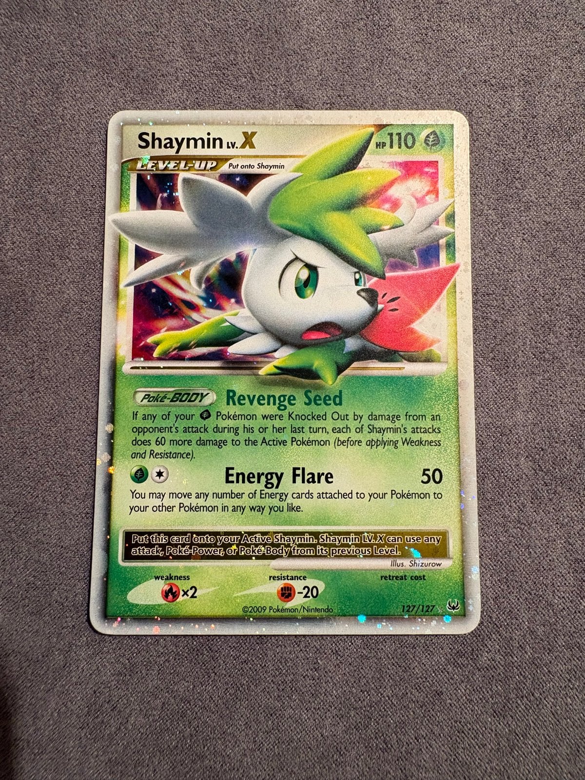 Shaymin Lv.X Holo Pokémon Kaart NM (Platinum Base Set), Ophalen of Verzenden, Zo goed als nieuw, Losse kaart, Foil