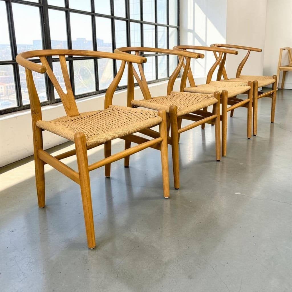 Set van 4 Scandi massief houten stoelen, Ophalen