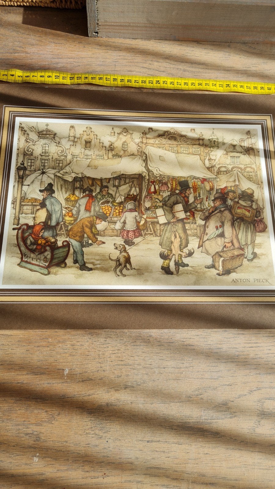 Anton Pieck print - Marktscène, Huis en Inrichting, Ophalen, Minder dan 50 cm, Gebruikt, Oorspronkelijke maker