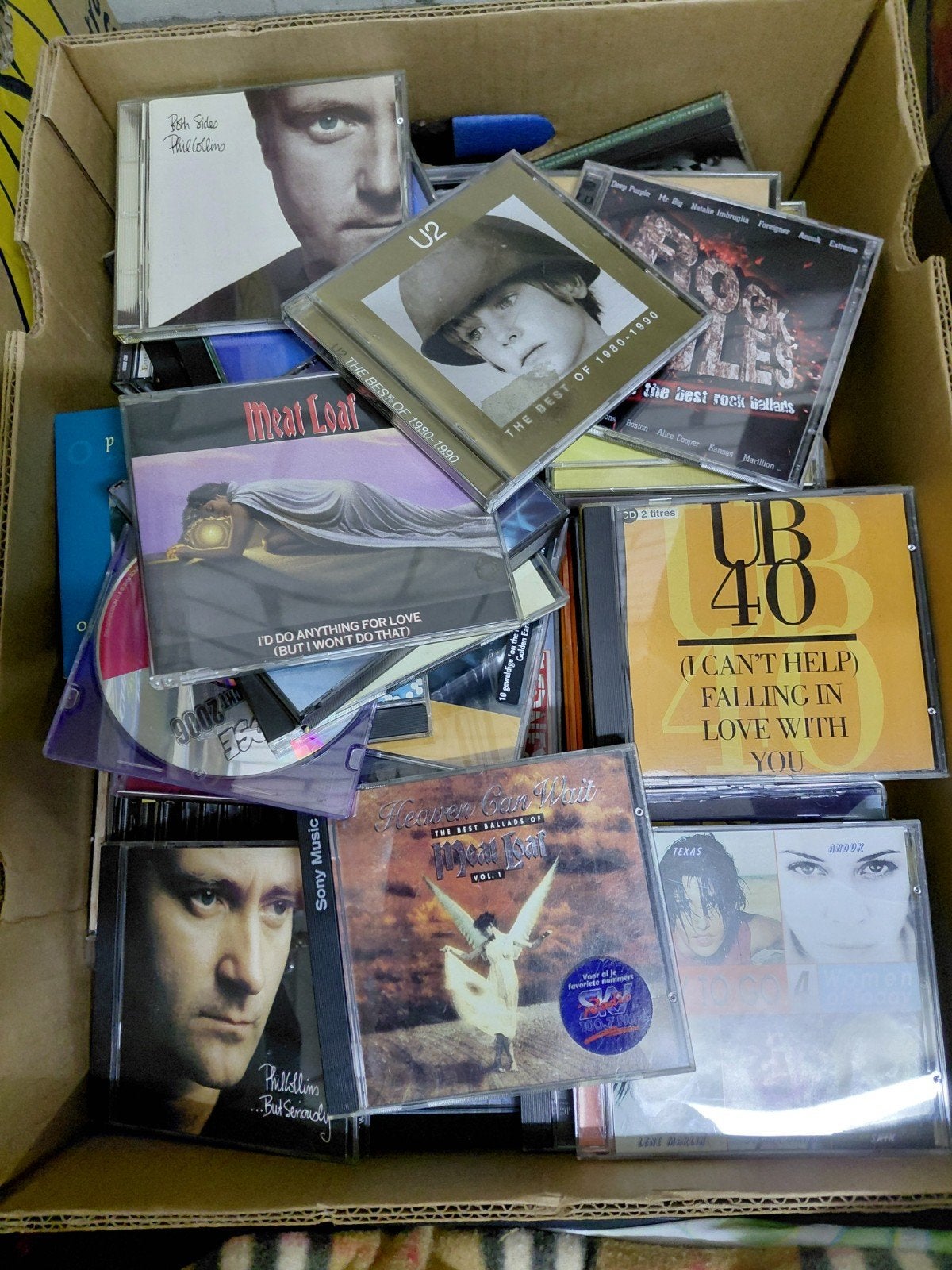 Doos vol diverse CD's: Pop, Rock, Ballads en meer!, Ophalen, Gebruikt, Pop, Inclusief doosje