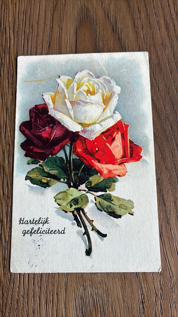 Felicitatie, rozen, Ophalen of Verzenden, 1920 tot 1940, Gelopen