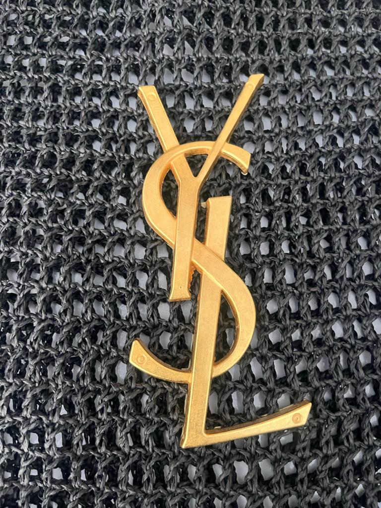 YSL Raffia Shopper Tas - Zwart met Gouden Logo, Ophalen of Verzenden, Nieuw, Zwart, Shopper