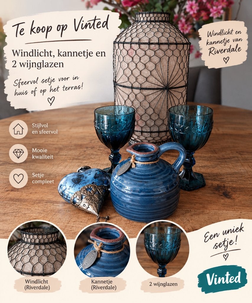Riverdale leuke set, Ophalen, Gebruikt, Blauw, Windlicht
