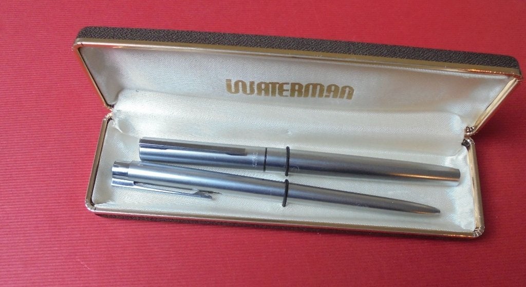 prachtige VULPEN Pennenset WATERMAN in klaphoes   (21), Ophalen of Verzenden, Vulpen, Waterman, Met reclame