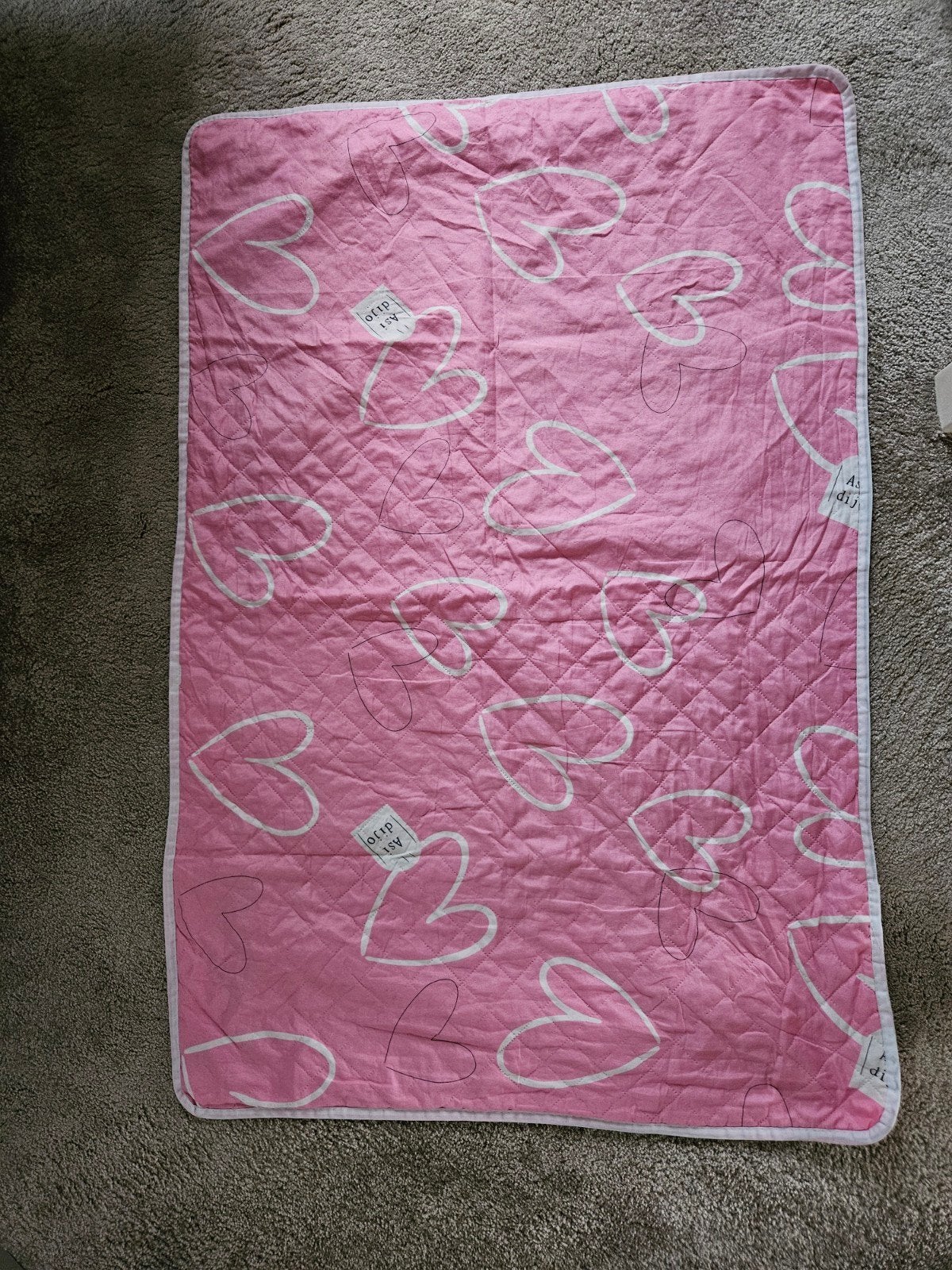 Roze babydeken met hartjespatroon (WATERDICHT), Ophalen of Verzenden, Gebruikt, Roze, Deken
