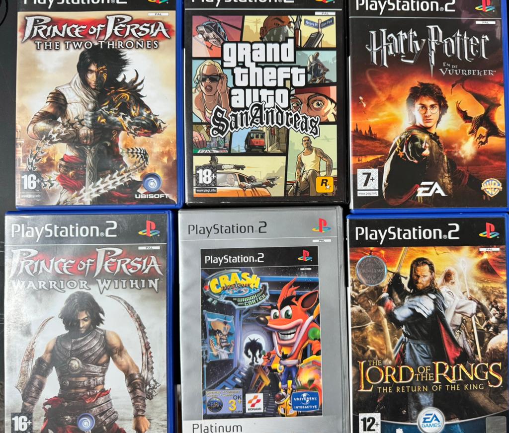 PS2 Games: GTA, Lotr, Prince of Persia 2x, Crash, Harry pot, Avontuur en Actie, Gebruikt, Verzenden, 1 speler