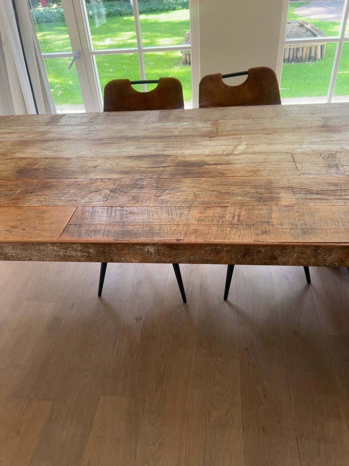 Robuuste houten eettafel - Landelijke stijl 240 cm x 100, Huis en Inrichting, Tafels | Eettafels, Ophalen, Gebruikt, 200 cm of meer