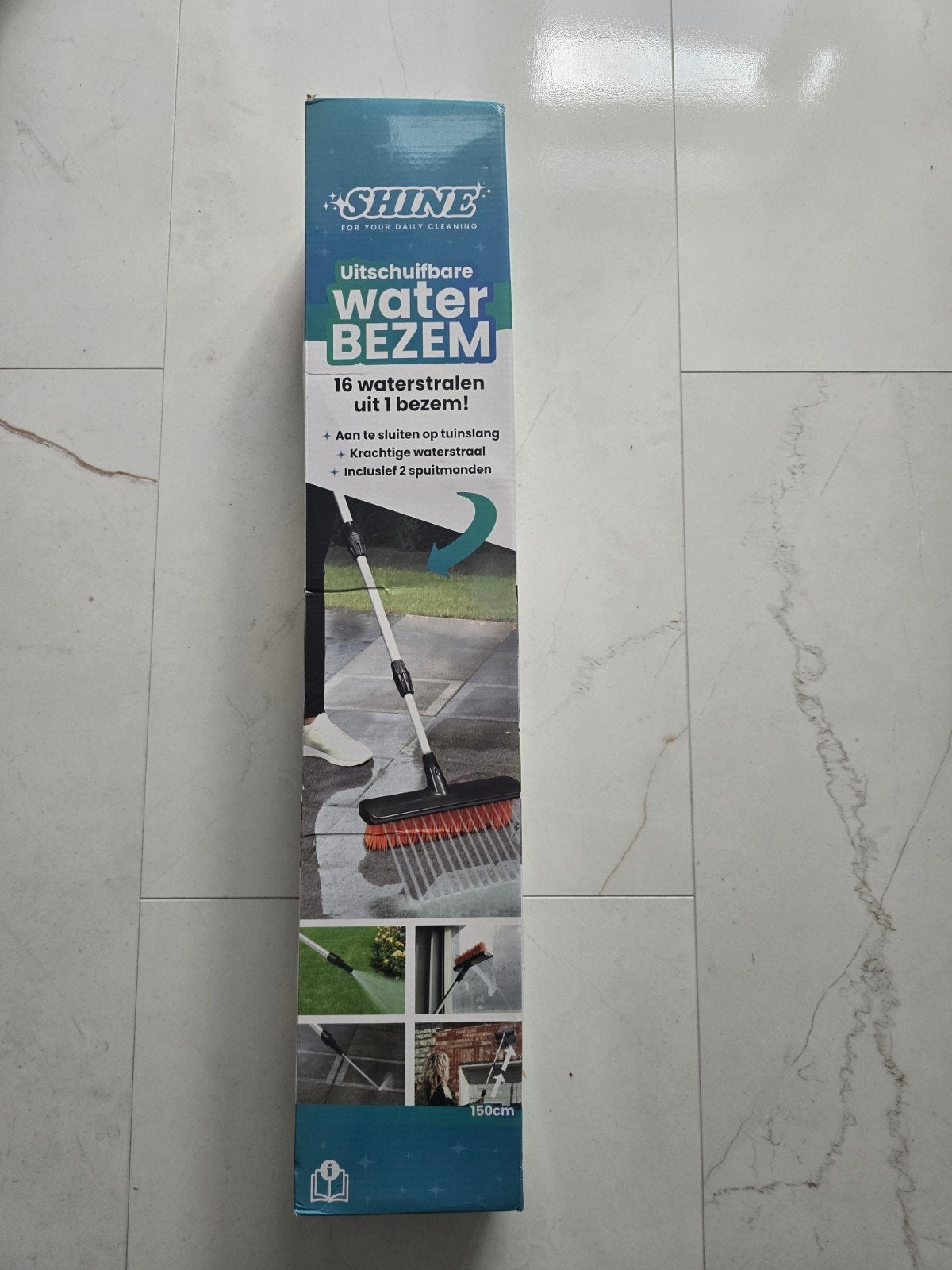 Shine Water Bezem - Uitschuifbare Telescopische Steel 1.5m, Ophalen of Verzenden, Nieuw
