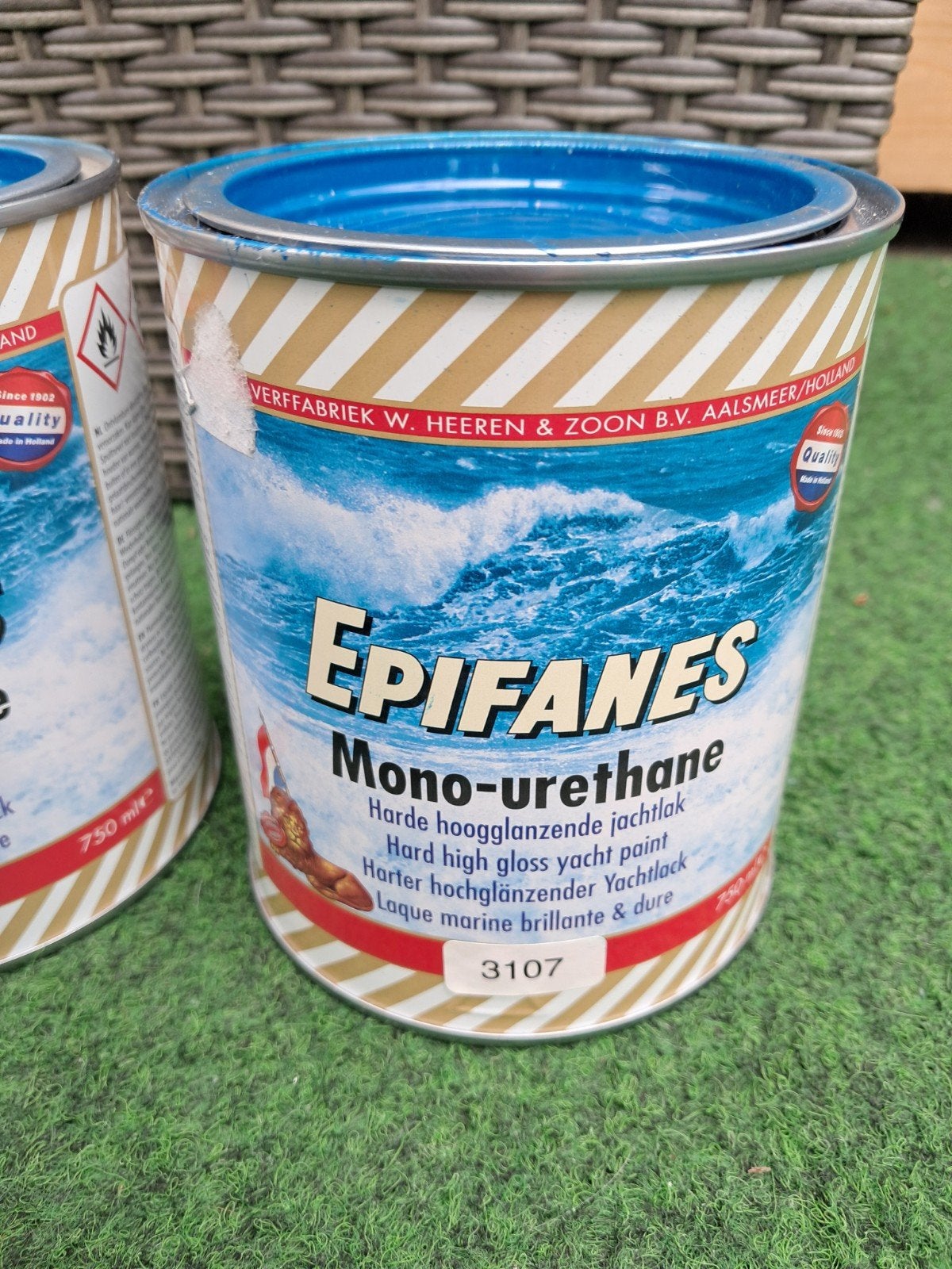 Twee volle blikken Epifanes Mono-urethane jachtlak blauw, Ophalen of Verzenden, Nieuw, Verven