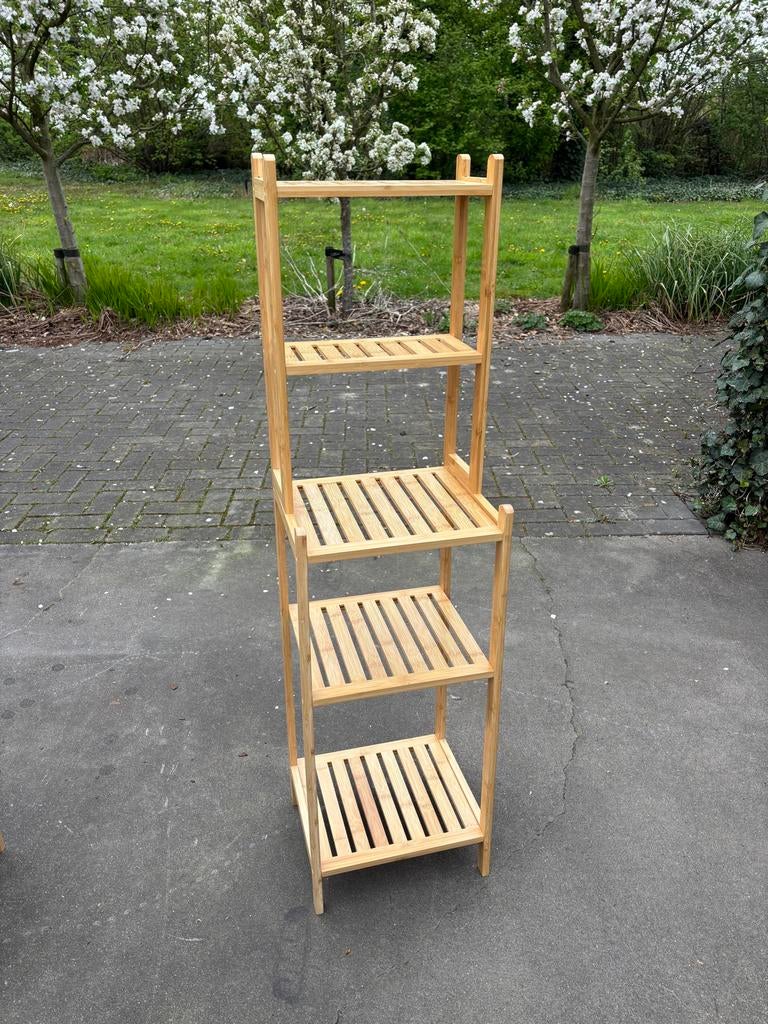 Bamboe badkamerrek met 5 planken, Huis en Inrichting, Badkamer | Badkamermeubels, Ophalen, (Half)hoge kast, Minder dan 50 cm, Helmond /Someren