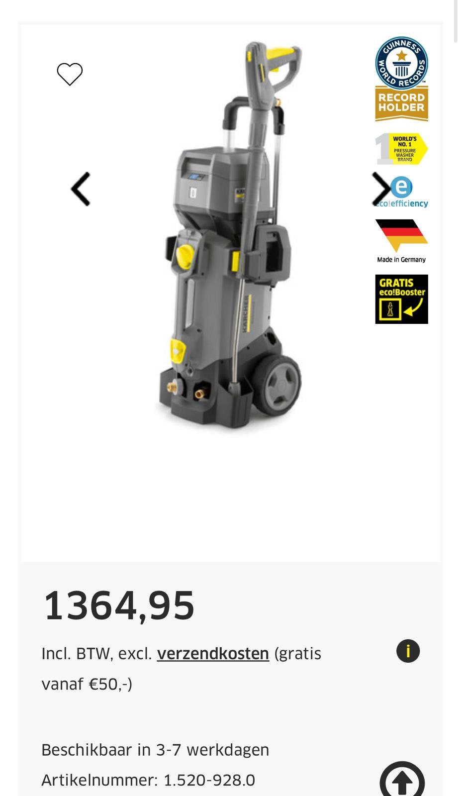 Karcher hogedrukreiniger nieuw in doos, Tuin en Terras, Hogedrukreinigers, Ophalen of Verzenden, Nieuw, Accu, Met regelbare waterdruk