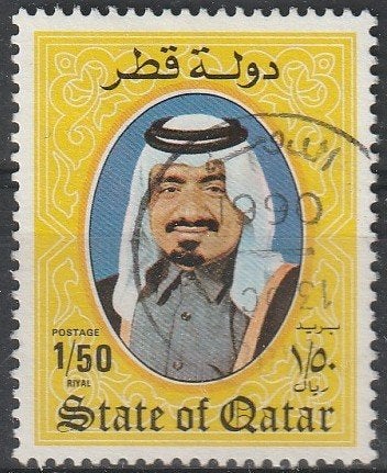 4304. Qatar 862 gest. Sjeik Khalifa, Ophalen of Verzenden, Gestempeld, Midden-Oosten