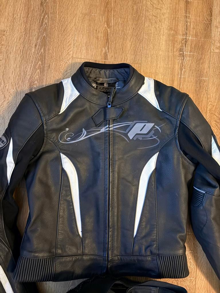 Probiker motorpak dames - leer, zwart/wit, maat 38, Ophalen of Verzenden, Nieuw zonder kaartje, Dames, Combipak