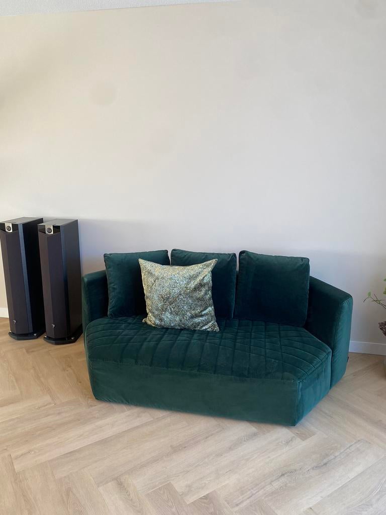 BONALDO merk bank design 2 - 3 zits donkergroen velvet luxe, 100 tot 125 cm, 150 tot 200 cm, Ophalen of Verzenden, Stof