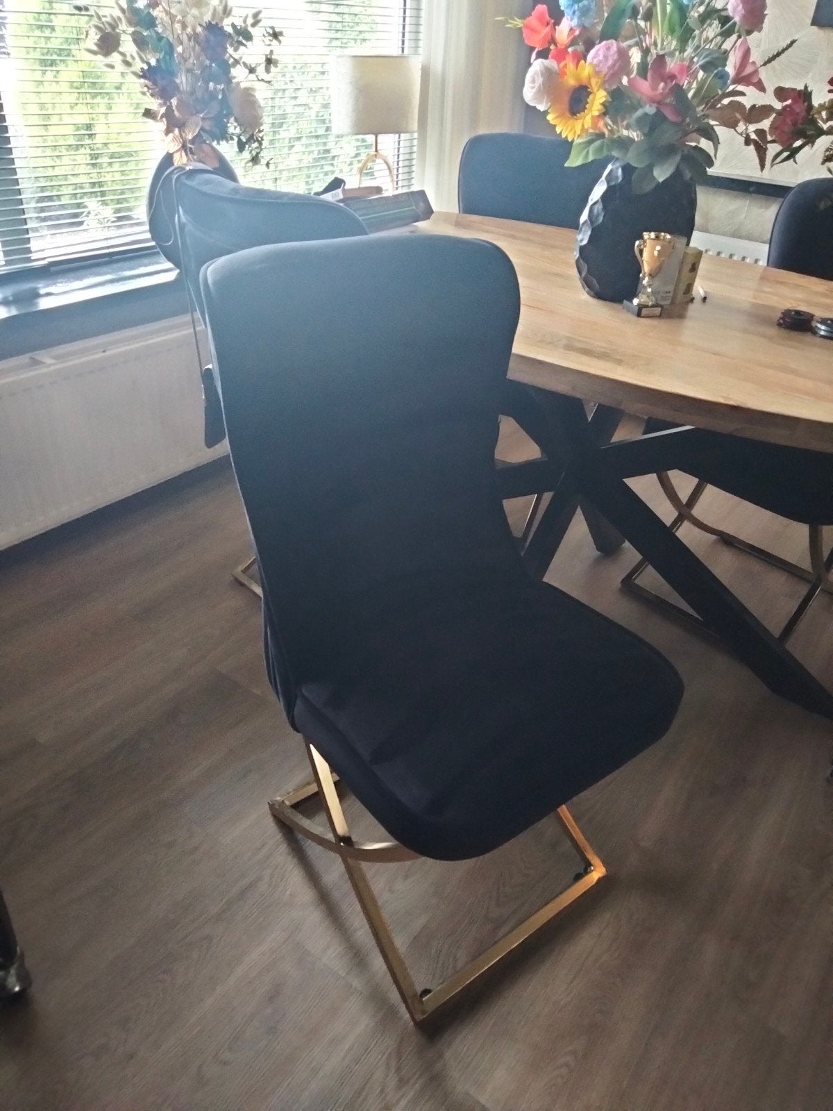 Zwarte Velvet stoelen, Huis en Inrichting, Stoelen, Ophalen, Zwart