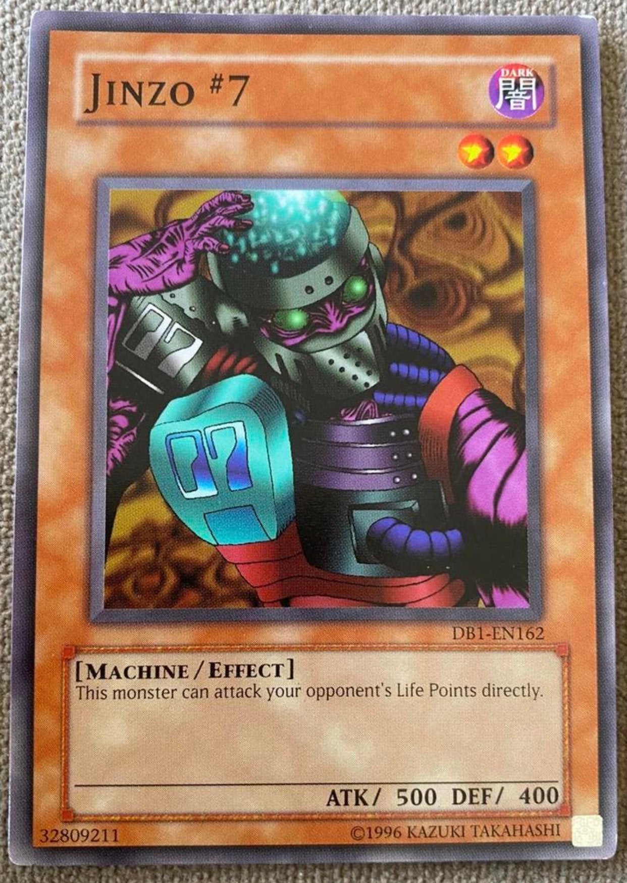 Yu-Gi-Oh! Jinzo “7 DB1 Dark Beginning Print !, Ophalen of Verzenden, Zo goed als nieuw, Losse kaart