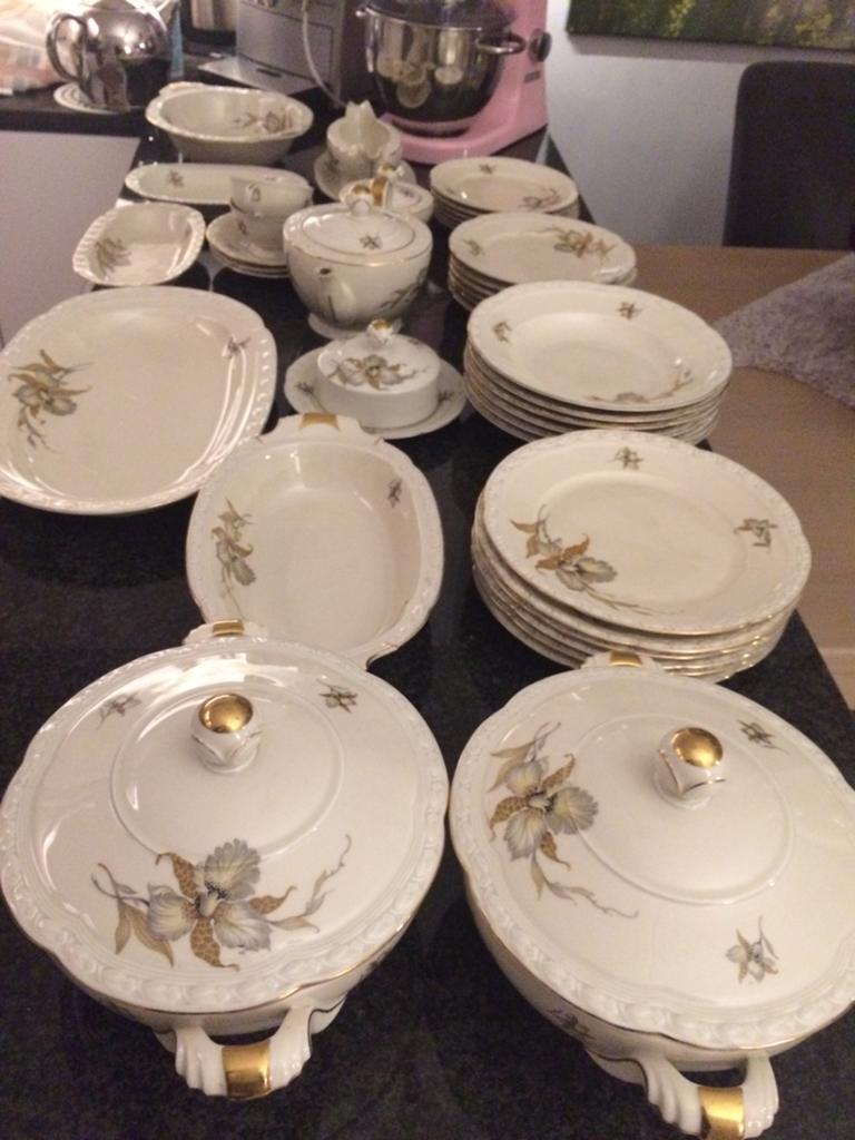 Vintage servies Edelstein Frauenlob beige, Ophalen, Gebruikt, Overige stijlen, Porselein