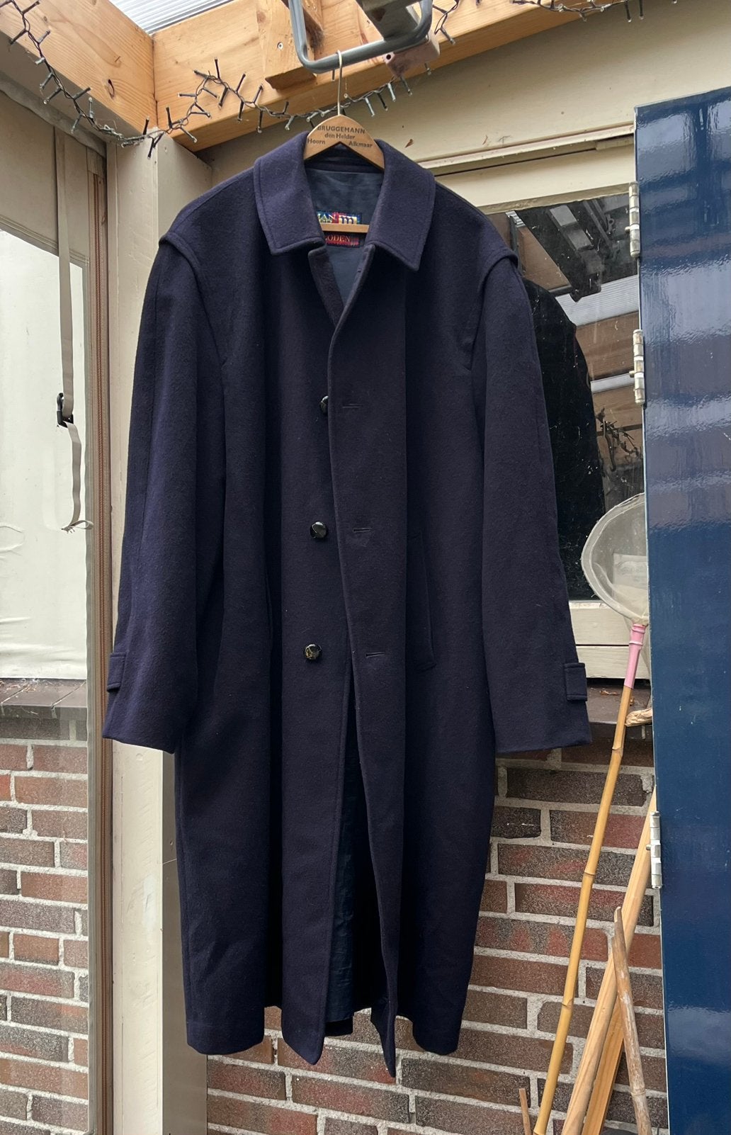 Vintage herenjas van zuiver scheerwol, donkerblauw., Blauw, Overige maten, Ophalen of Verzenden, Baur-Loden,  Manderley?