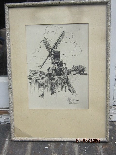 Mooie Houtsnede of Litho , Molen de Groote Ridder te Leiden, Ophalen of Verzenden, Houtsnede