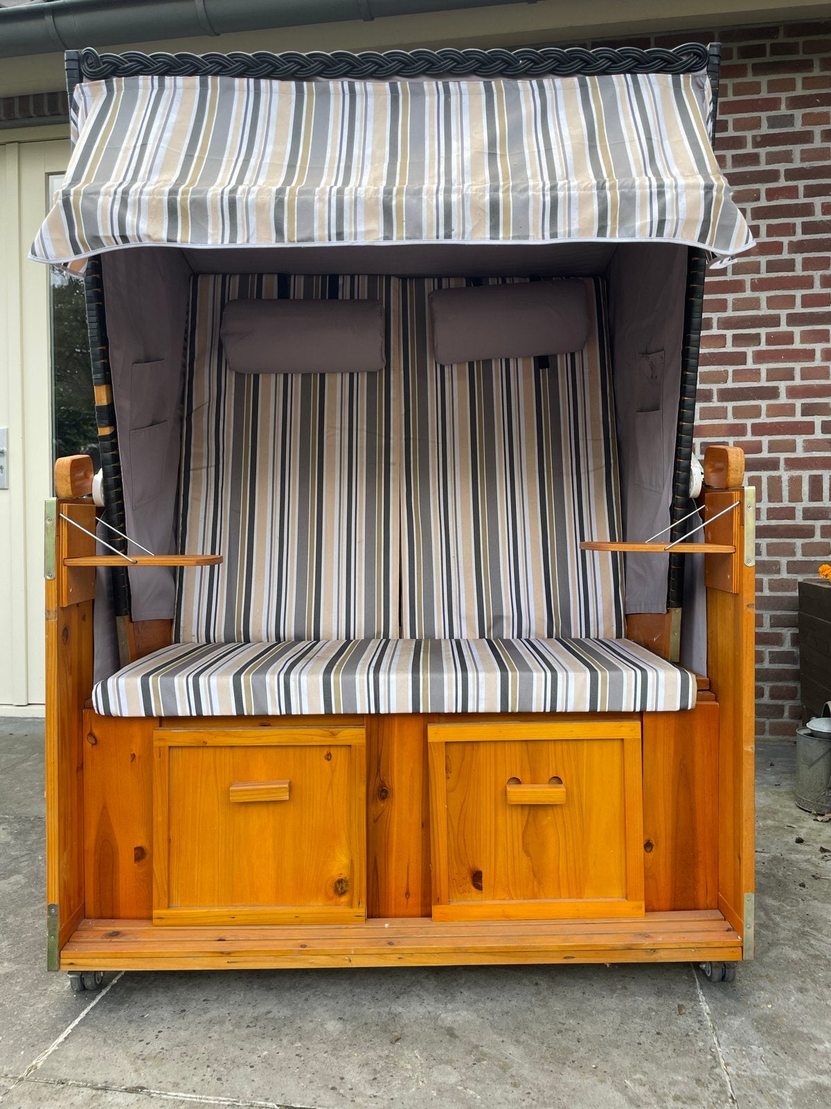 Strandstoel (korf) in zeer goede staat, Ophalen, Zo goed als nieuw, Hout