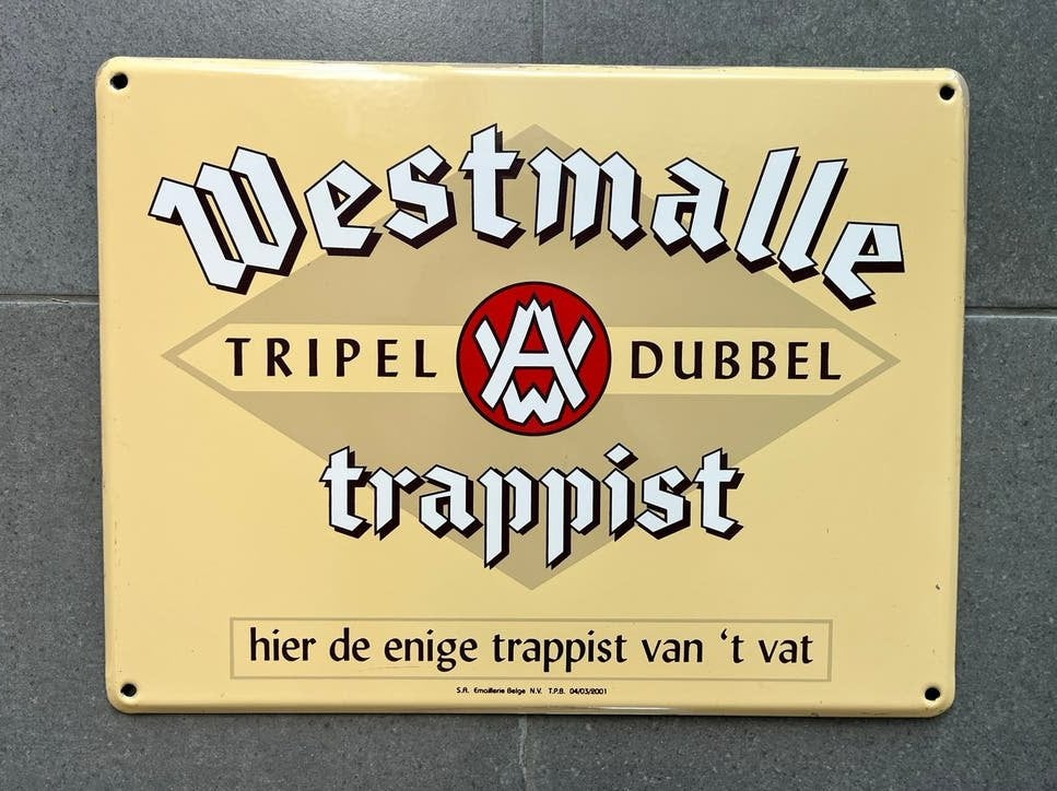 Westmalle Trappist Emaille Reclamebord - Dubbel Tripel, Ophalen of Verzenden