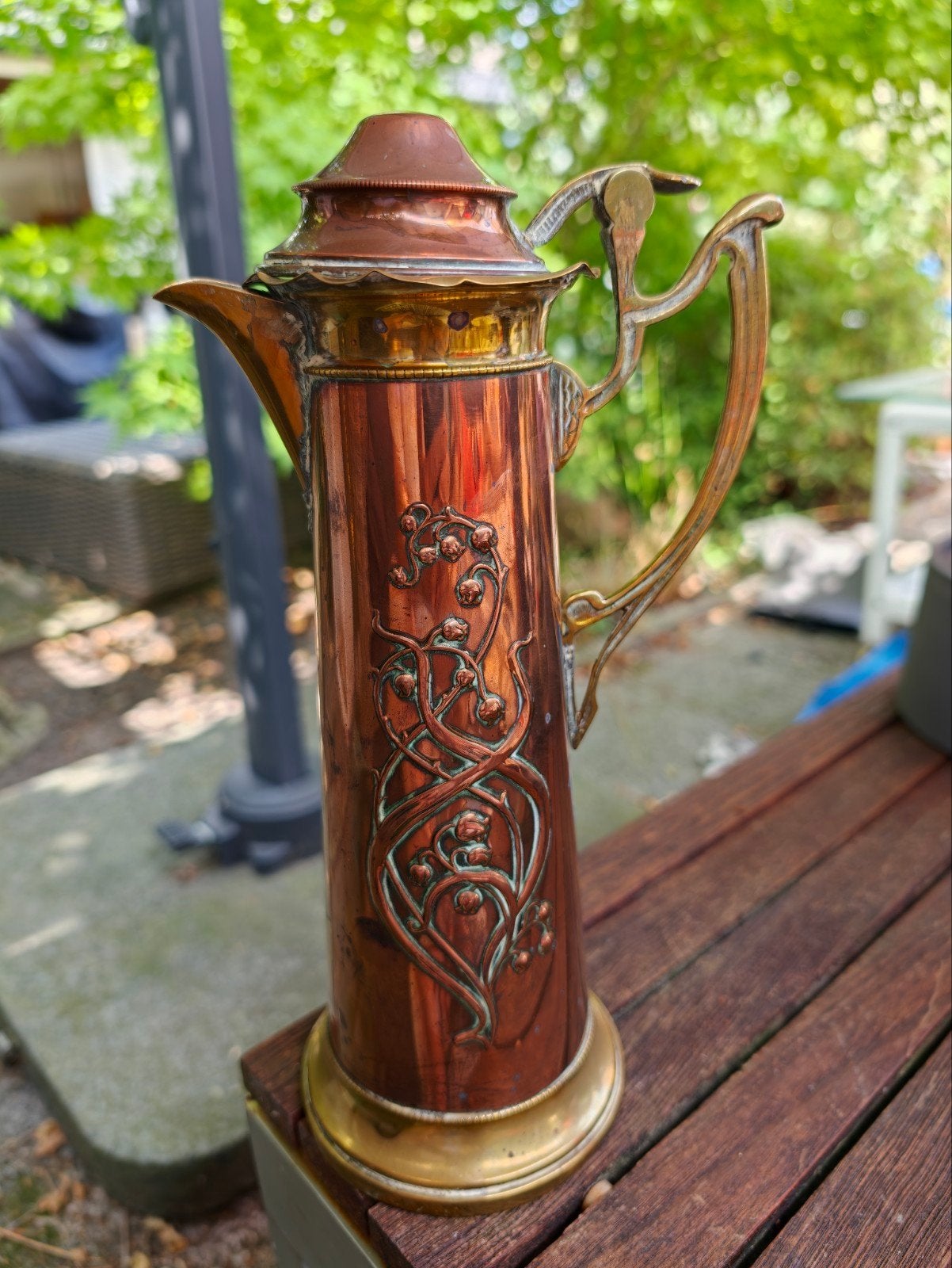 Art Nouveau kan van WMF: koper en messing, ca. 1910, Ophalen of Verzenden