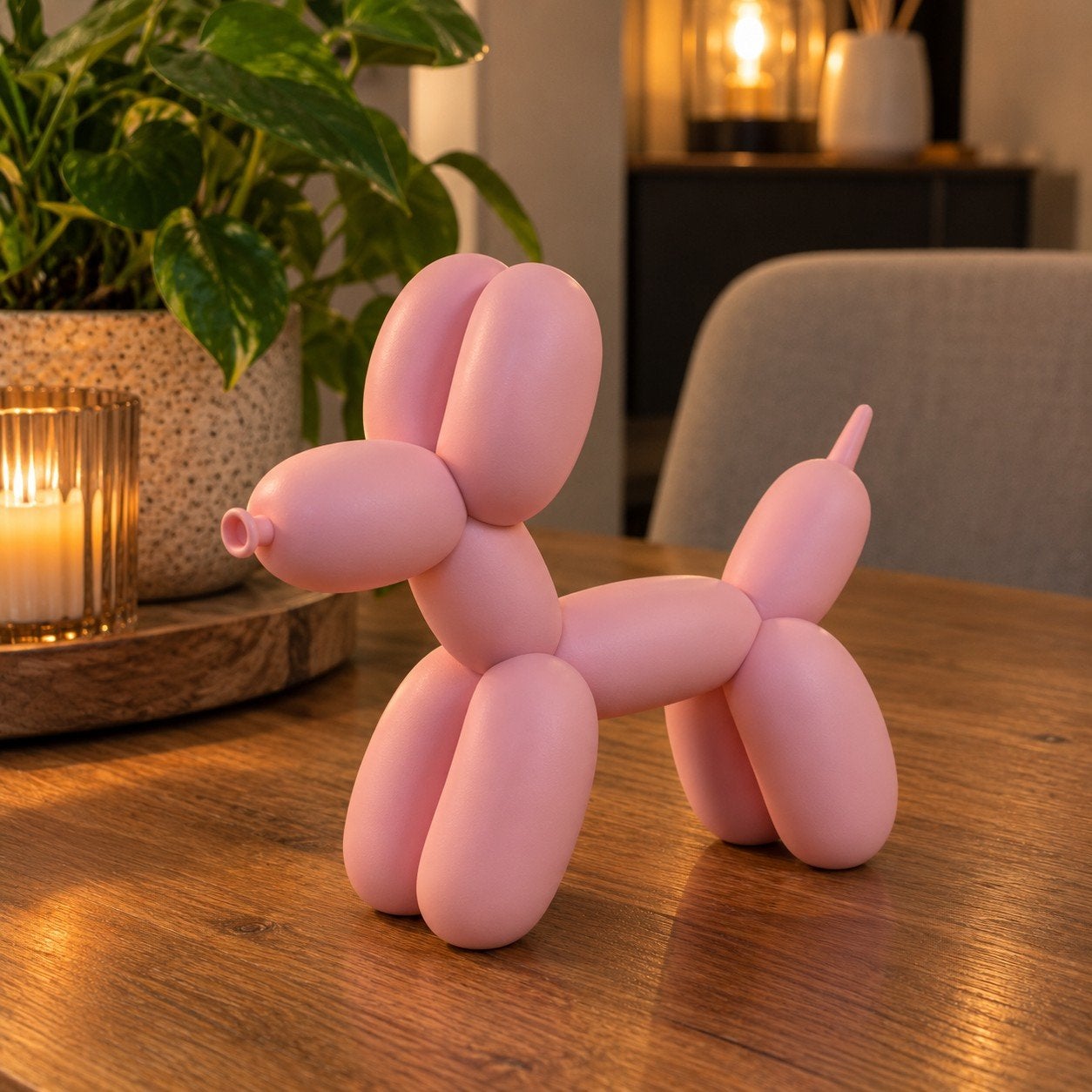Decoratief Ballon Hond Beeld - 3D Geprint - Mat Roze 15cm, Ophalen of Verzenden, Nieuw, Roze, Kunststof