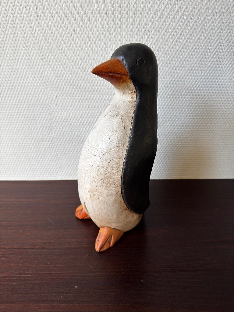 Decoratieve Vintage Houten Pinguïn, Handgemaakt, Beeldje, Ophalen of Verzenden