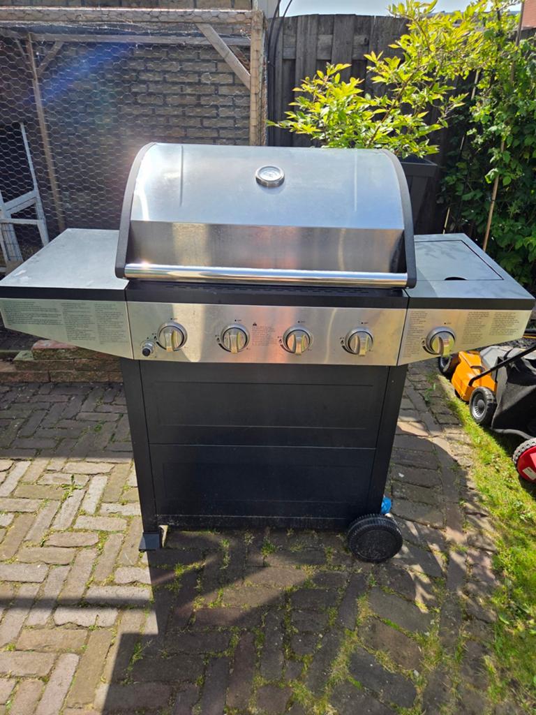 Gasbarbecue met zijbrander en 2 gasflessen, Ophalen of Verzenden, Gebruikt, Campingaz