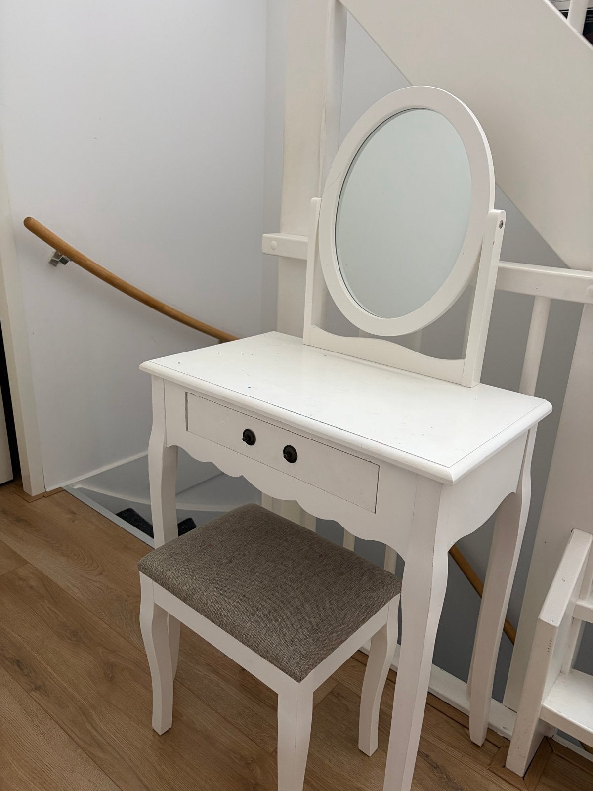 Witte kaptafel met spiegel en krukje, Ophalen, Gebruikt, 50 tot 100 cm, Minder dan 100 cm