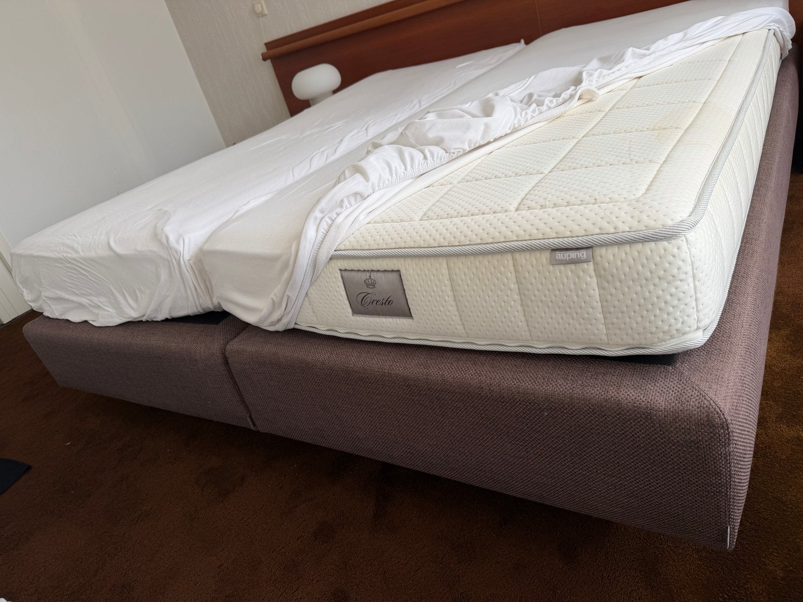 Auping bed 180cm met elektrische bedbodem, Ophalen, Tweepersoons, 180 cm, Hout