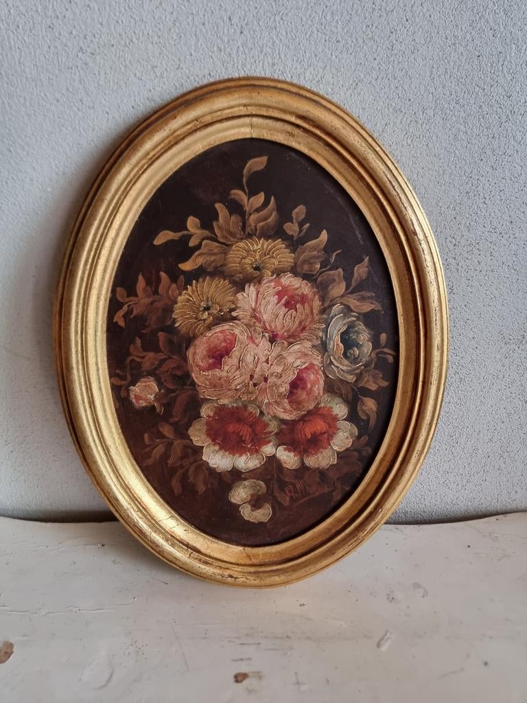 Olieverf schilderij bloemen stilleven J50 * schapenweide, Ophalen
