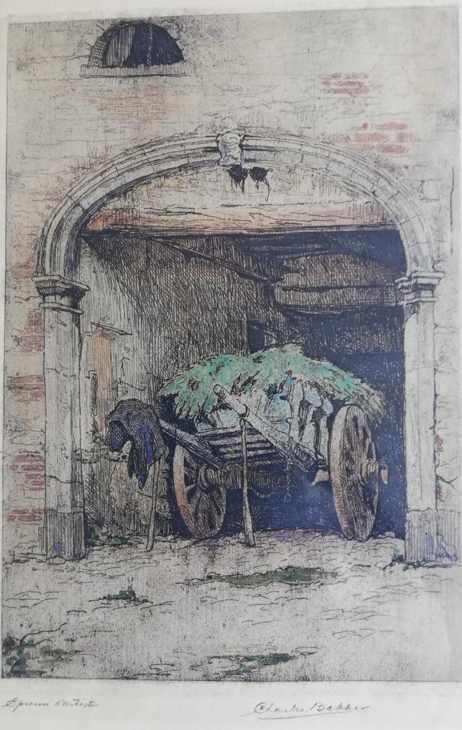 Charles Bakker (1876-1957), ingekleurde ets. Ca 1900/1920., Ophalen