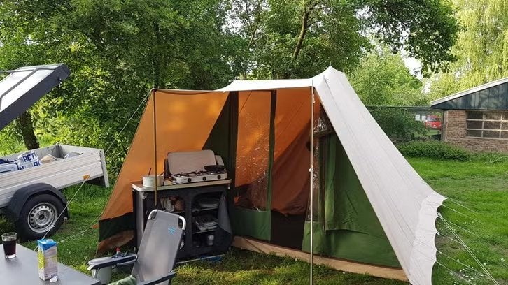 ESVO Stolp 400 – 4 persoons katoenen tent met vaste kuip, Ophalen, Gebruikt, Tot en met 4