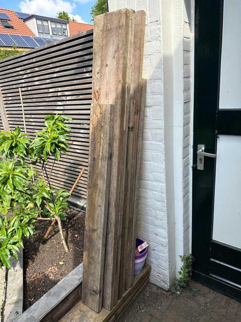 Gratis Steigerhout in diverse lengtes, Tuin en Terras, Palen, Balken en Planken, Ophalen, Gebruikt
