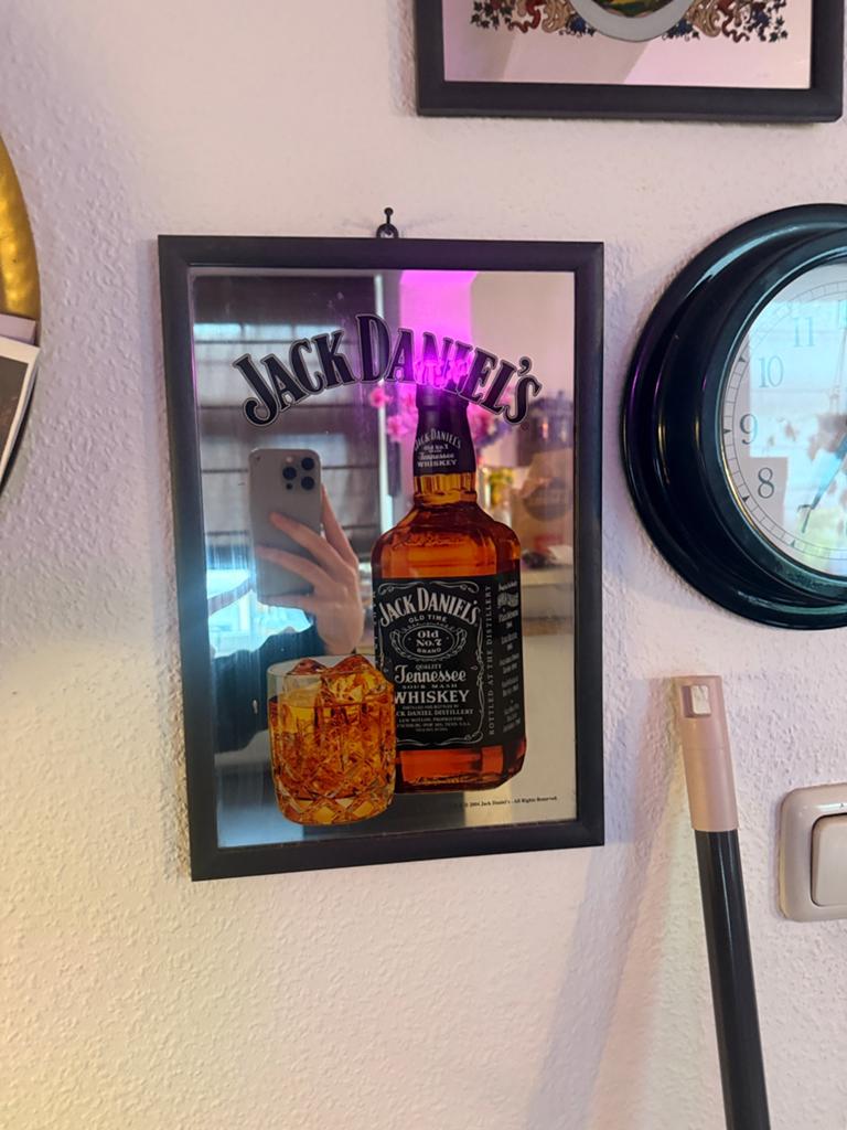Vintage Jack Daniel’s spiegel, Ophalen of Verzenden, Rechthoekig, Minder dan 50 cm, Minder dan 100 cm