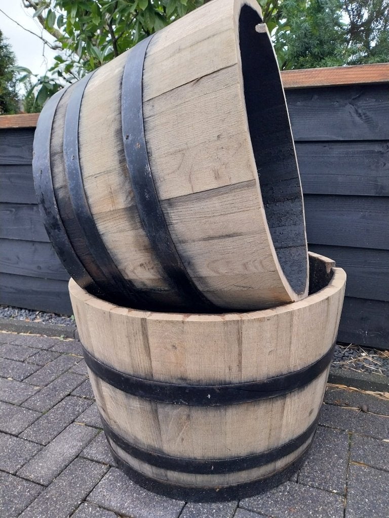 Eikenhouten Whiskeyvat Bloembak 100 liter, Ophalen, Rond, Nieuw, Balkon