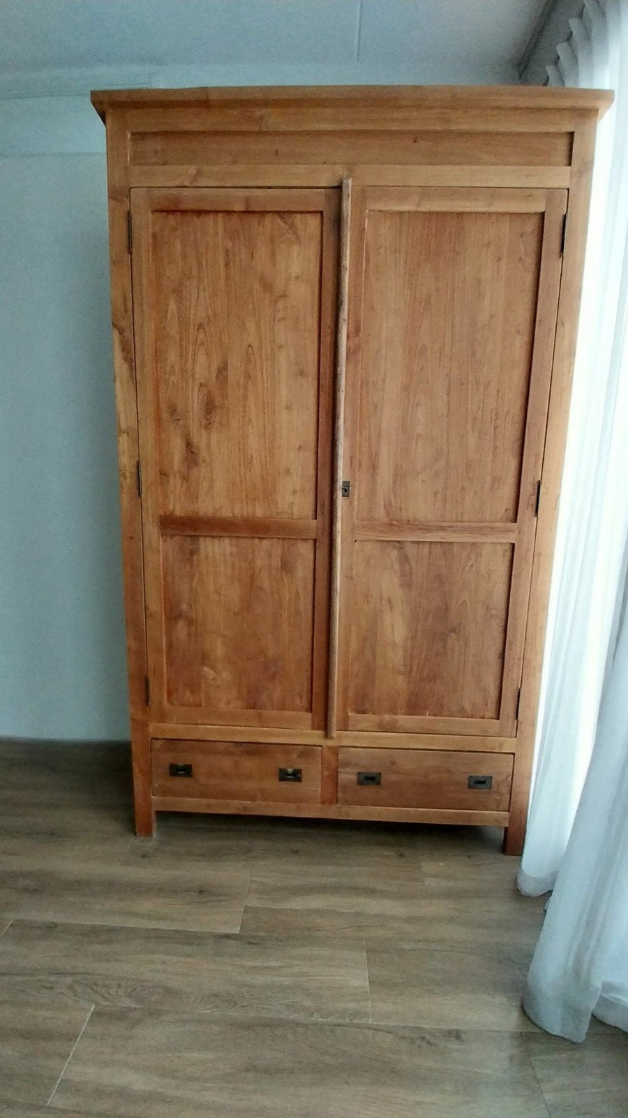 Teak houten wandkast met lades en planken, Ophalen, Gebruikt, 200 cm of meer, Teakhout