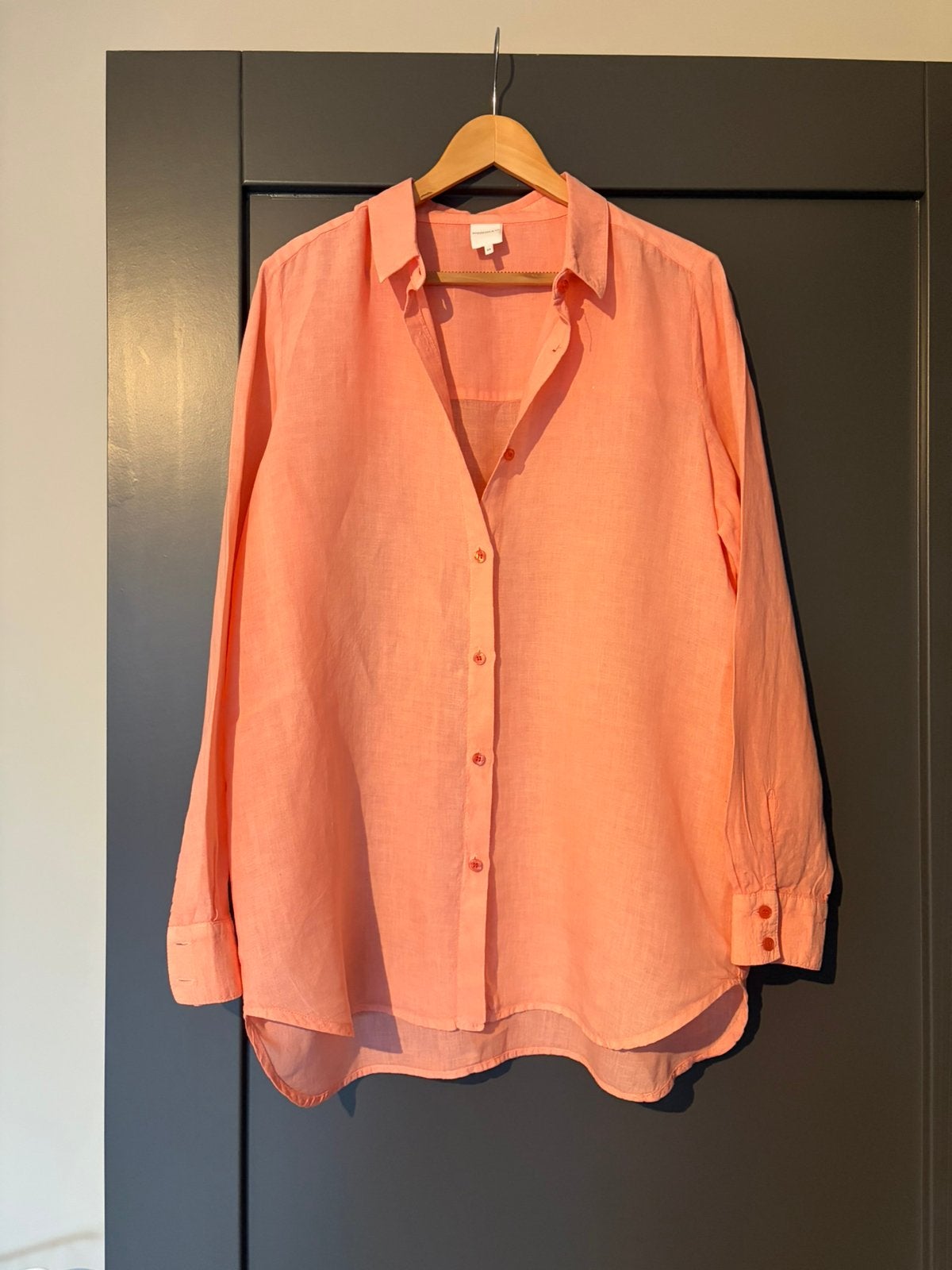 Fijne zalmkleurige linnen blouse van Josephine & Co maat 44, Kleding | Dames, Verzenden, Zo goed als nieuw, Maat 42/44 (L), Overige kleuren