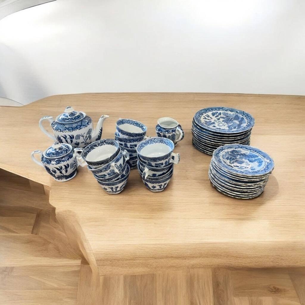 Vintage compleet 12delig koffieservies in old willow stijl, Huis en Inrichting, Ophalen, Overige stijlen