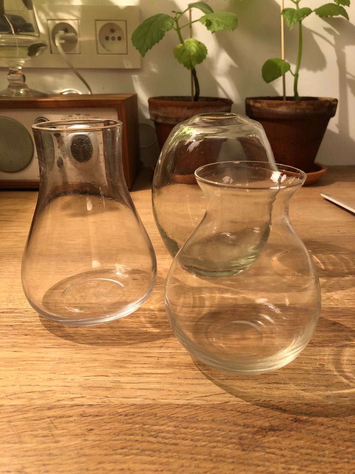 VAAS VAASJES 3 STUKS GLAS BUDVASES HABITAT DESIGN, Huis en Inrichting, Ophalen of Verzenden, Zo goed als nieuw, Glas